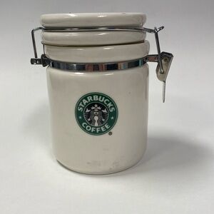STARBUCKS 2007 4 1/2" WHITE CANISTER COFFEE SUGAR TEA SMALL STORAGE CONTAINER ☕️